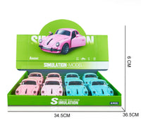 Car simulation model box with 8 die-cast car models, pink and blue-green