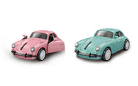 Car simulation model set, pink and mint green classic car models