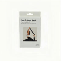 Resistance band in retail box, visible product card and band