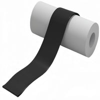 Black and gray resistance band roll, with long loop strip