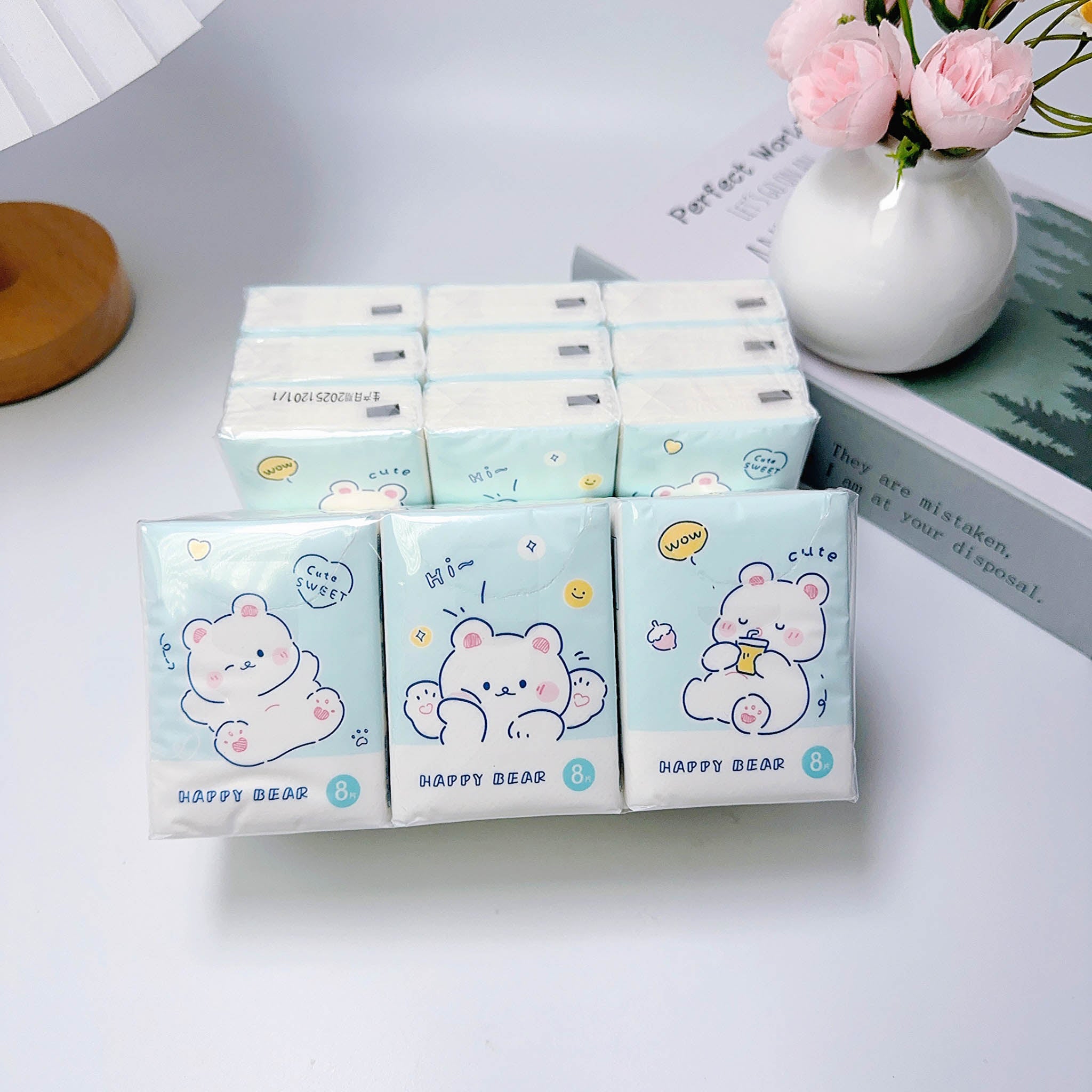 Happy Bear Tissue Paper Pack with Cute Bear Design - 8 Pieces 1