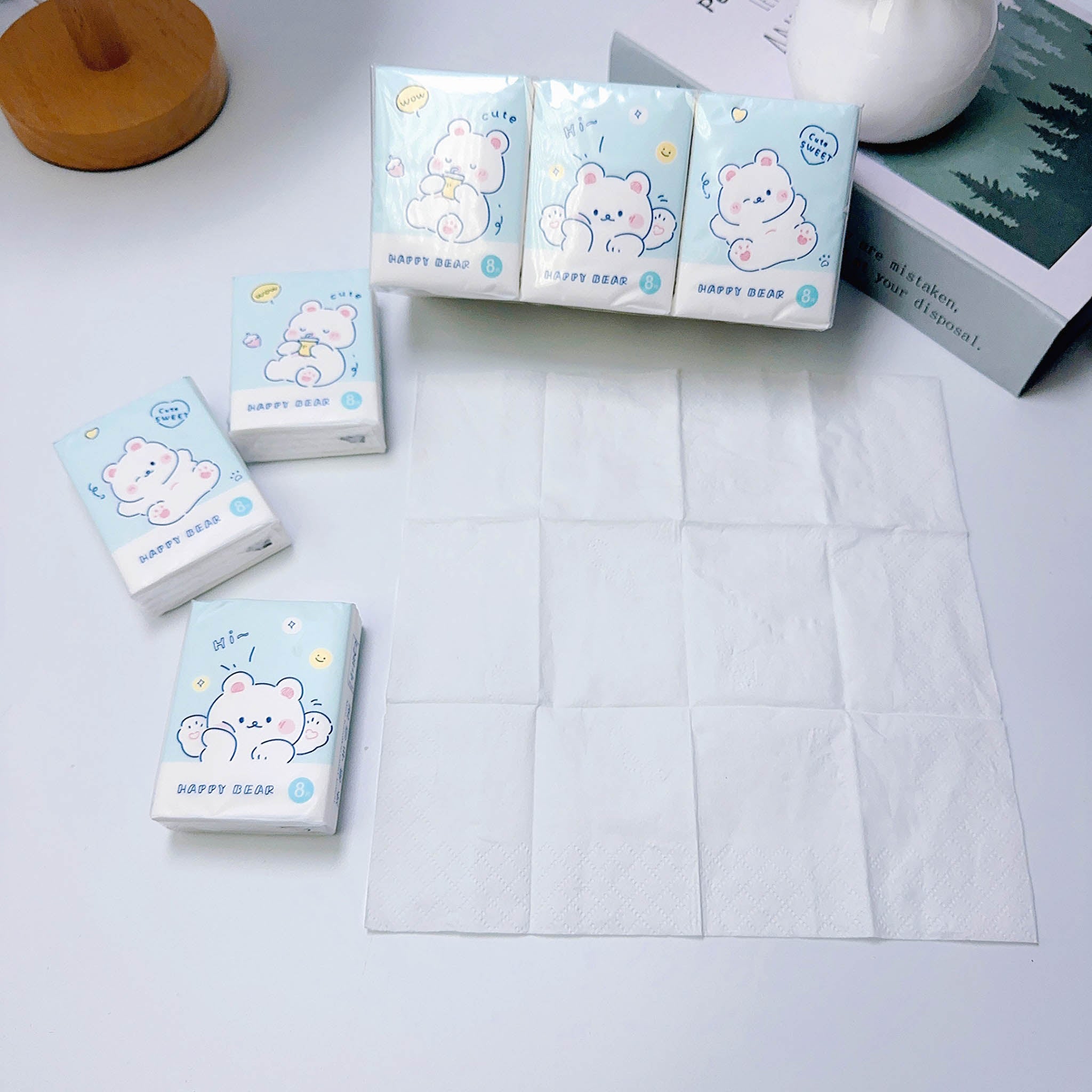 Happy Bear Tissue Paper Pack with Cute Bear Design - 8 Pieces 9
