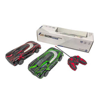 Remote control racing car set: two cars, red-black controller, and long package