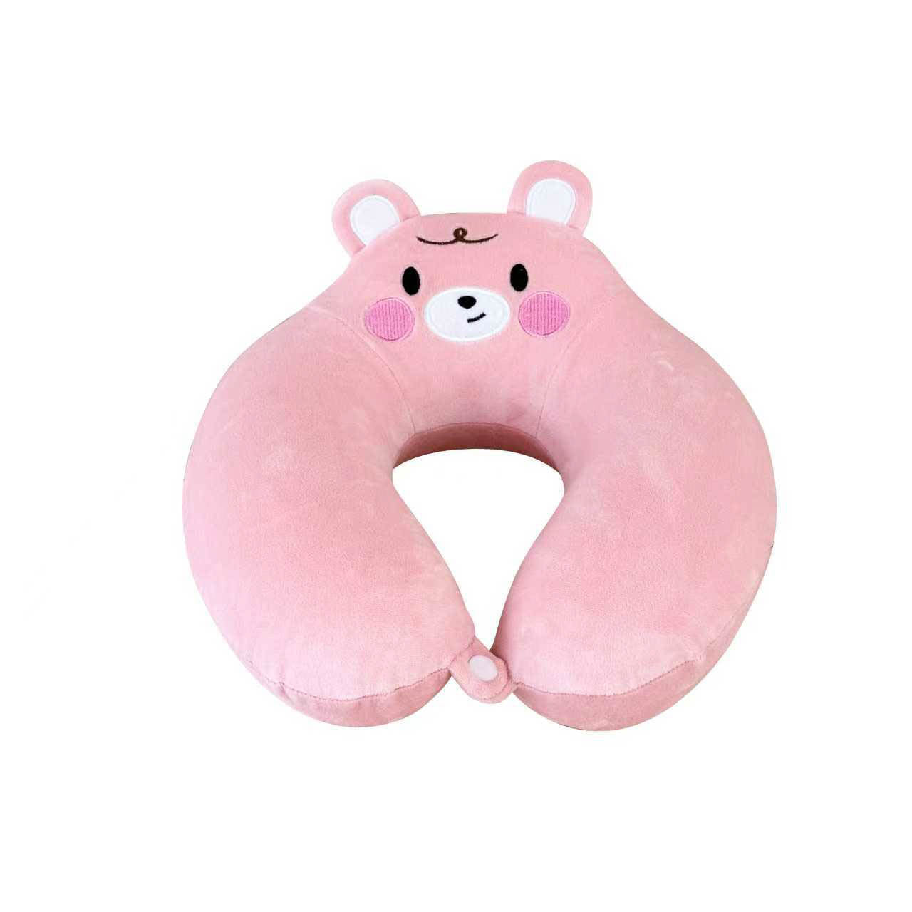 Soft Pink Bear-Shaped Neck Pillow 1