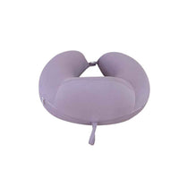 Light purple travel pillow with split center opening and hanging drawstring