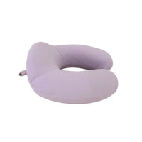 Light purple U-shaped travel pillow with adjustable side strap