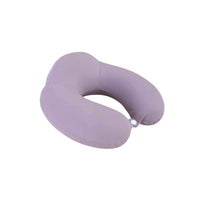 Light purple U-neck travel pillow with round fastening ring