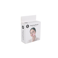 Washing brush retail box showing product image and face-cleansing use