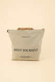 حقيبة كتف نسائية قماش "Meet Yourself" بلون رملي