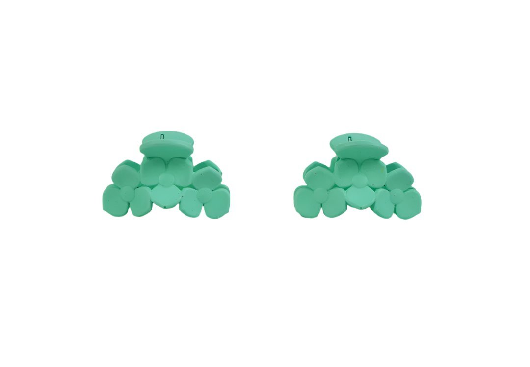 Adult claw clip, mint green, flower cluster style, set of two