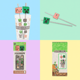 ADULT GLASS TUMBLER 480 - STRAW SET MINECRAFT - MIDI