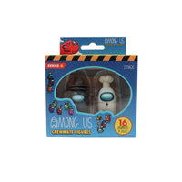 Among Us crewmate figures 2-pack Series 2 window box, showing chef and top-hat styles