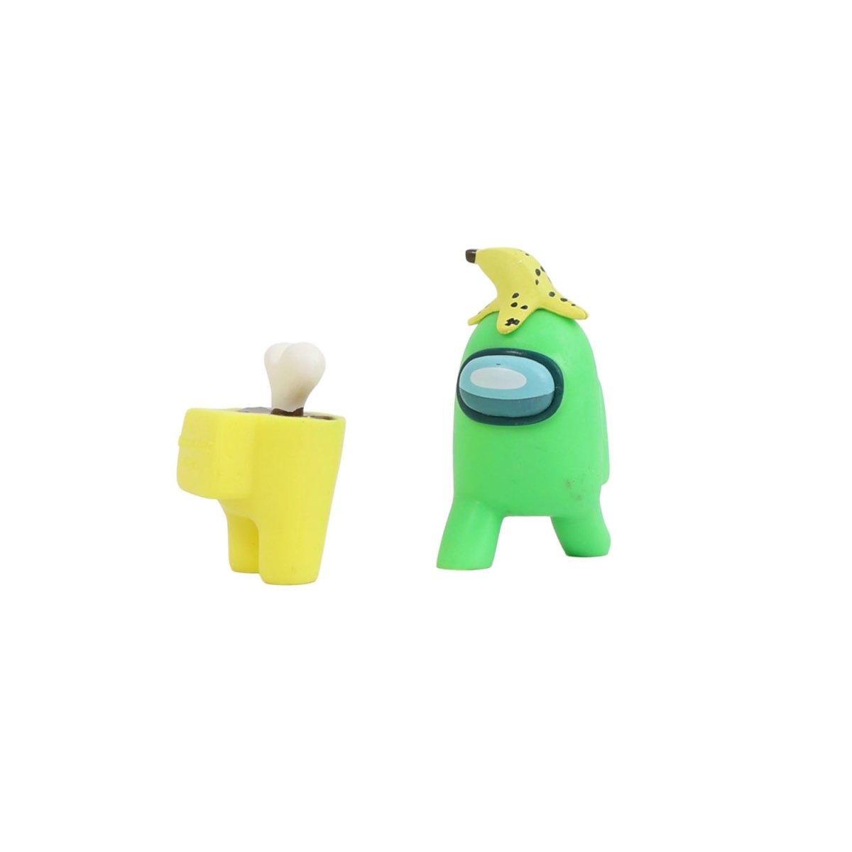 Two crewmate figures: yellow crewmate with white top and green crewmate with star accessory