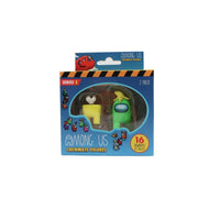 Among Us crewmate figures window box, 2-pack Series 2 with heart and green character