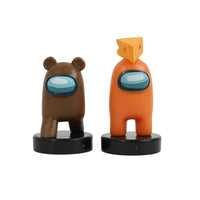 Crewmate stampers set: brown crewmate with bear ears and orange crewmate with crown