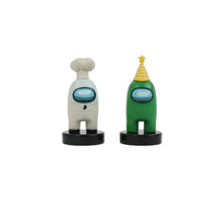 Crewmate stampers set: white crewmate with fluffy head and green crewmate with party hat