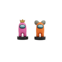 Crewmate stampers set: pink crewmate with gold crown and orange crewmate with ear hat