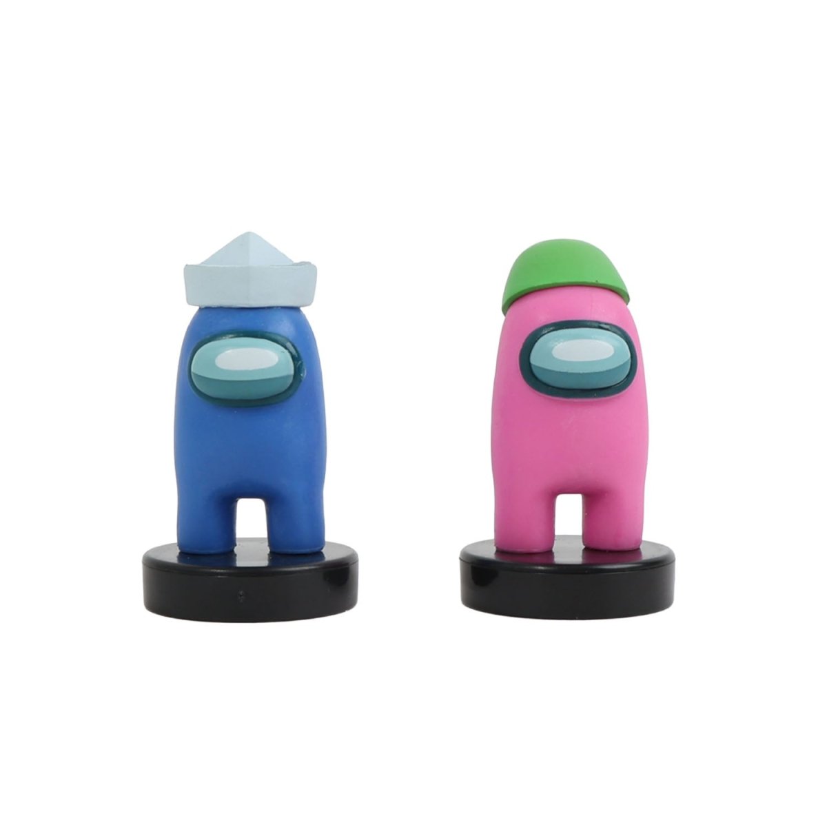 Crewmate stampers set: blue crewmate with white cap and pink crewmate with green cap