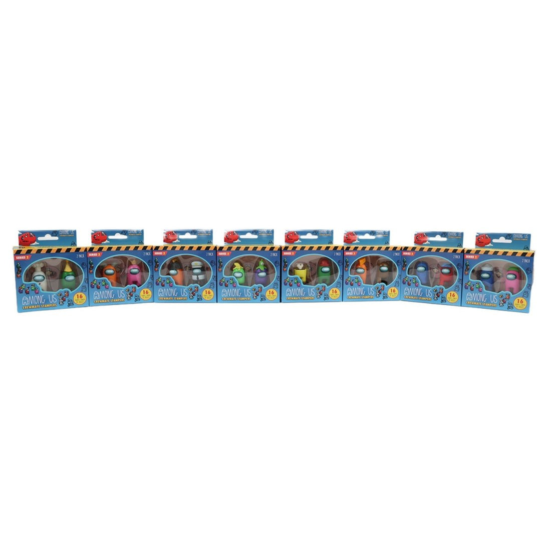 Crewmate stamper window boxes, row of multiple 2-pack packages
