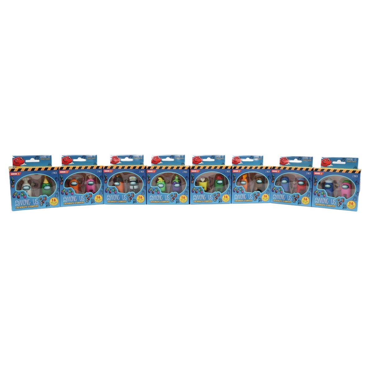 Crewmate stamper window boxes, row of multiple 2-pack packages