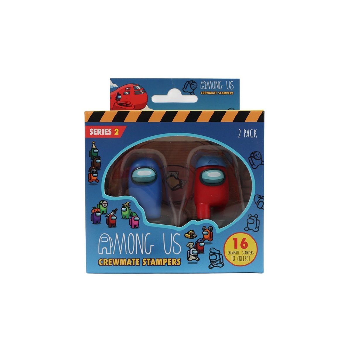 Among Us crewmate stampers 2-pack window box, Series 2 with blue and red characters