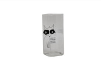 Animal printed glass bottle with black cat face illustration