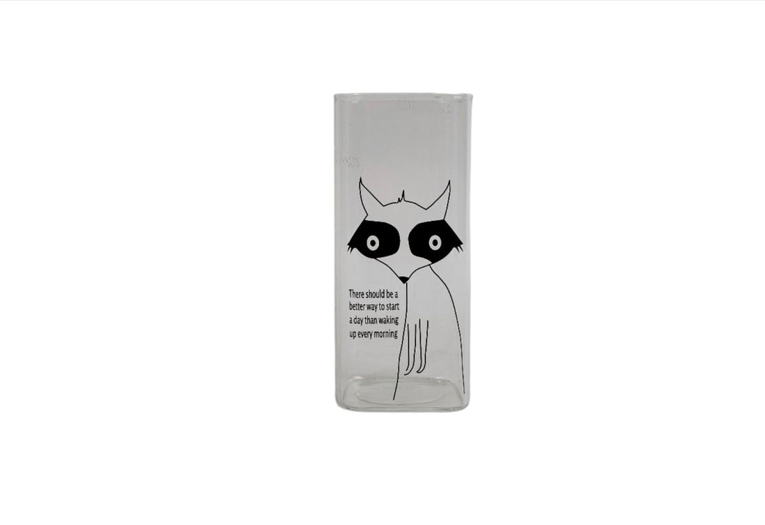 Animal printed glass bottle with black cat illustration