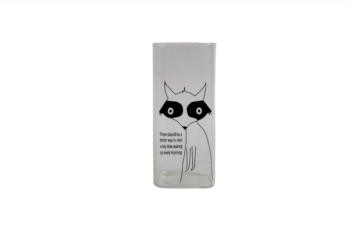 Animal printed glass bottle with black cat illustration