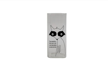 Animal printed glass bottle with black cat illustration