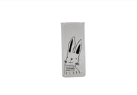 Animal printed glass bottle with black rabbit illustration