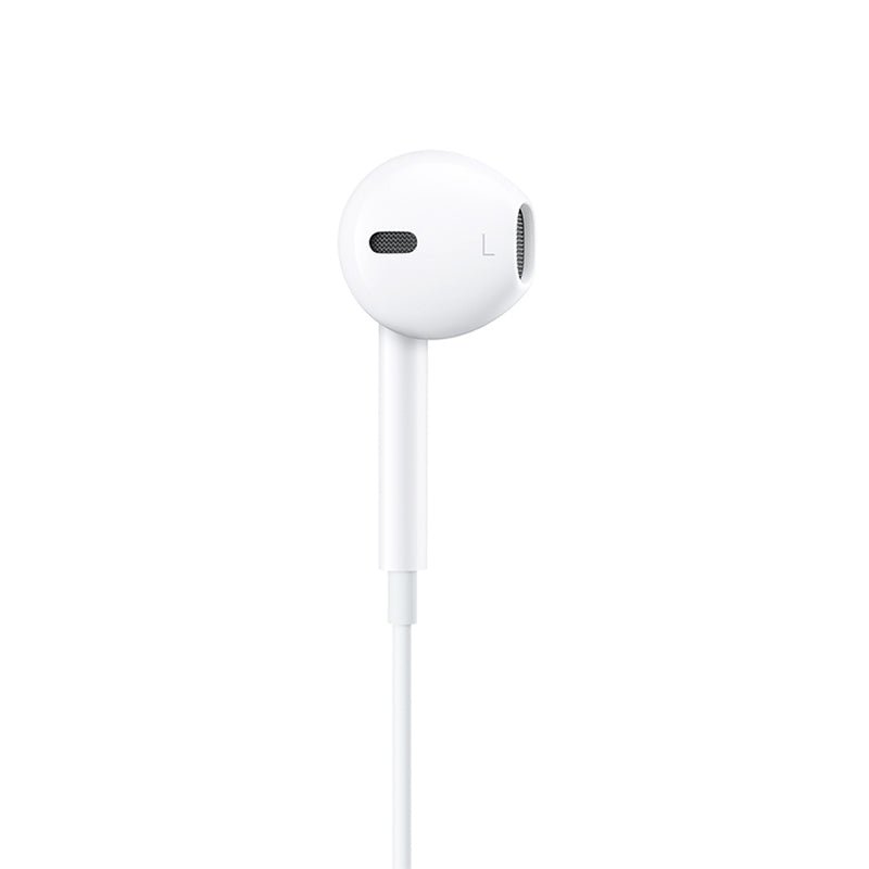White Lightning earbuds earpiece with L marking and oval speaker grille