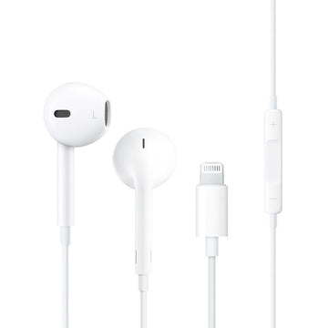 Apple Lightning connector earbuds set, white earpieces with in-line remote