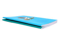 A5 astronaut PVC sleeve notebook, blue cover with cartoon spaceman, side view