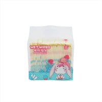 Baby wet wipes pack, close front with bunny graphic and 40 pcs label