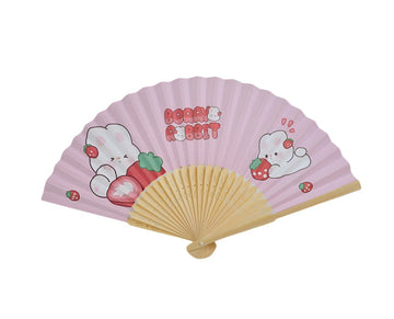 Bamboo Hand Fan with Cute Bunny Design - MIDI