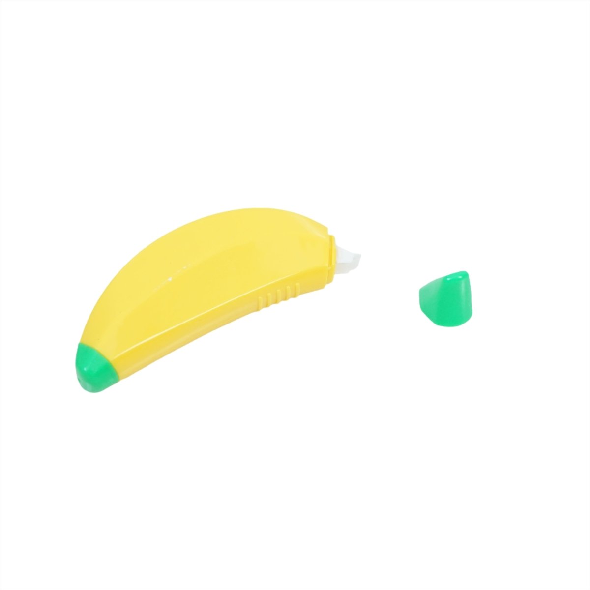 Banana-shaped correction tape, yellow body with green tip