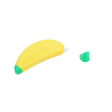 Banana-shaped correction tape, yellow body with green tip