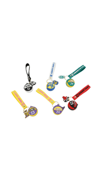 Basketball player keychain set with multiple colored straps and numbered charms