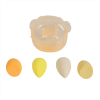 Bear-shaped makeup sponge set with light cream bear sponge and 3 pale color sponges