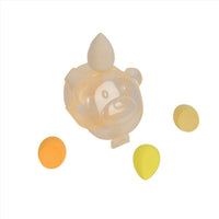 Bear-shaped makeup sponge set in warm yellow shades, with bear sponge and 3 pieces