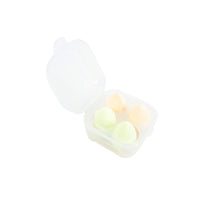 Makeup sponge set of 4 in clear case with pale green and beige sponges