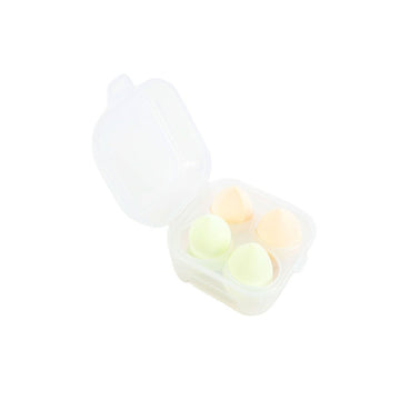Makeup sponge set of 4 in clear case with pale green and beige sponges