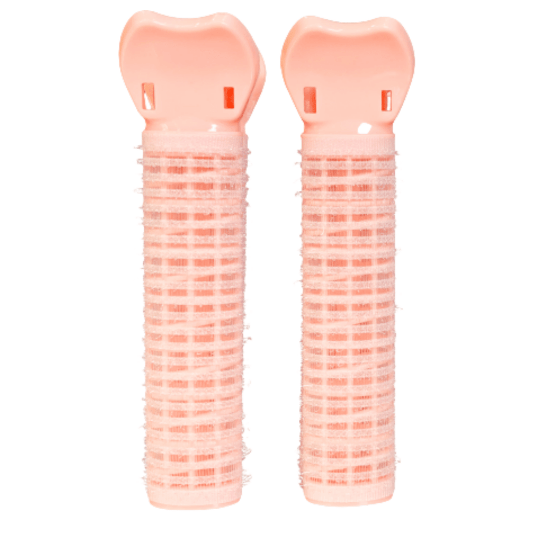 Pink hair curling tool set, two roller cylinders with comb-like grooves