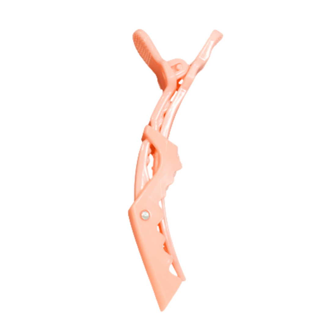 Pink hair curling tool, spring clip curler with two curved arms