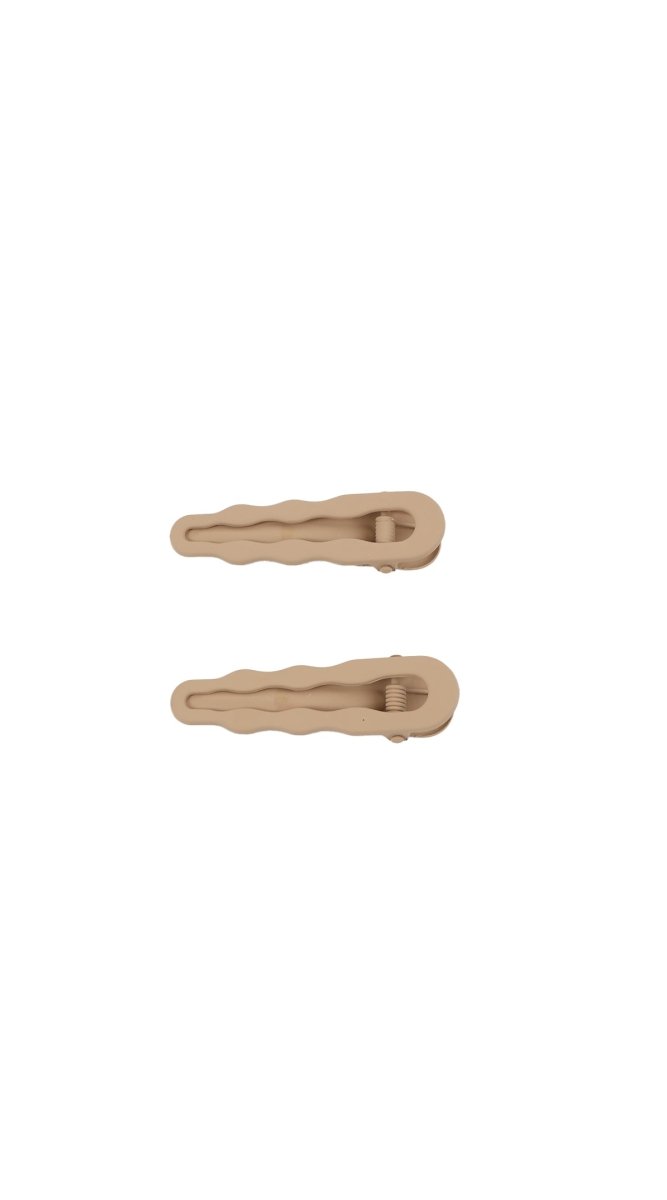 Beige wavy snap hair clips, two-piece set