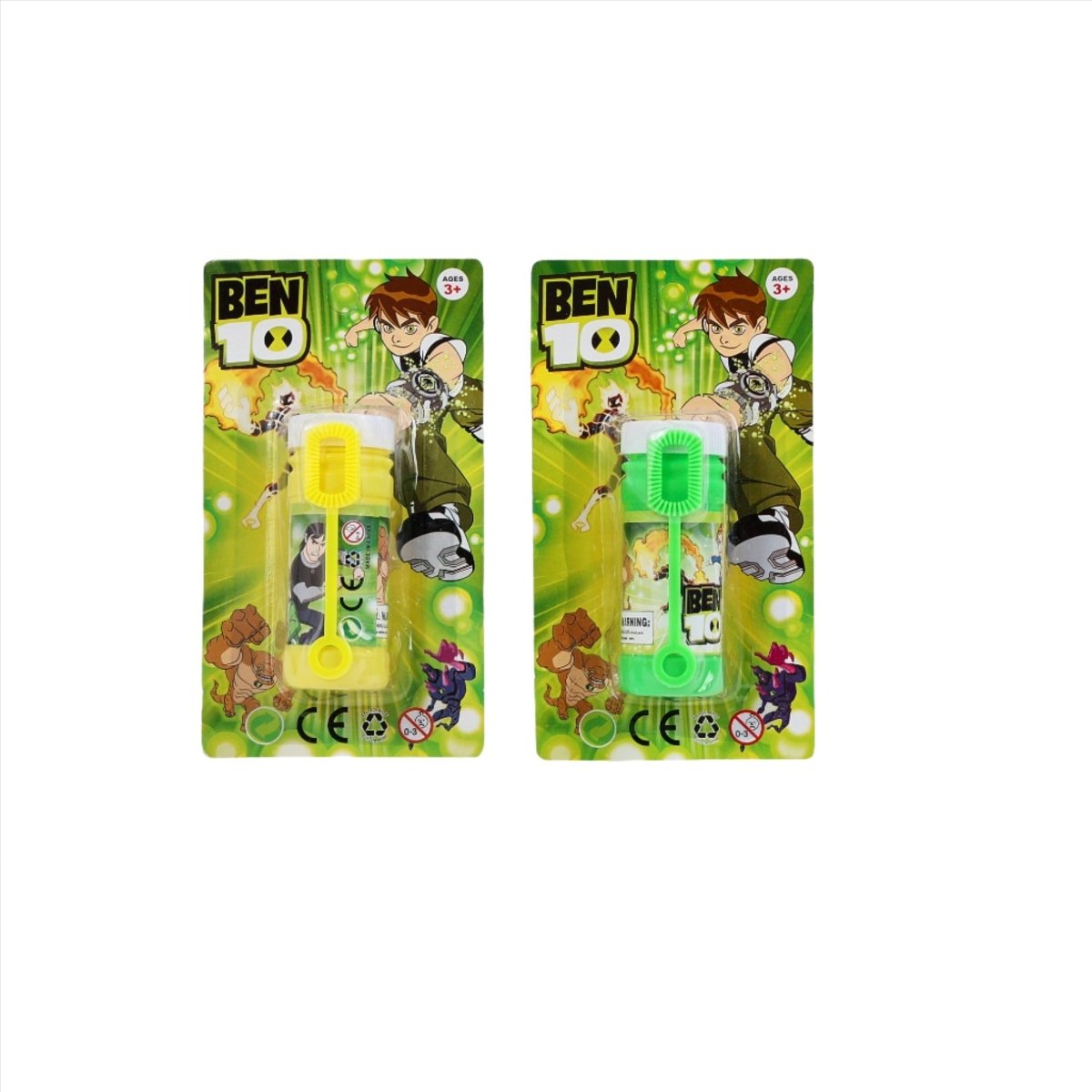 Kids bubble bottle set in green with wand, Ben 10 graphics (boxed)