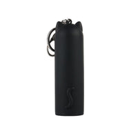 Cat-shaped power bank, black cylinder with keychain loop and cat tail logo