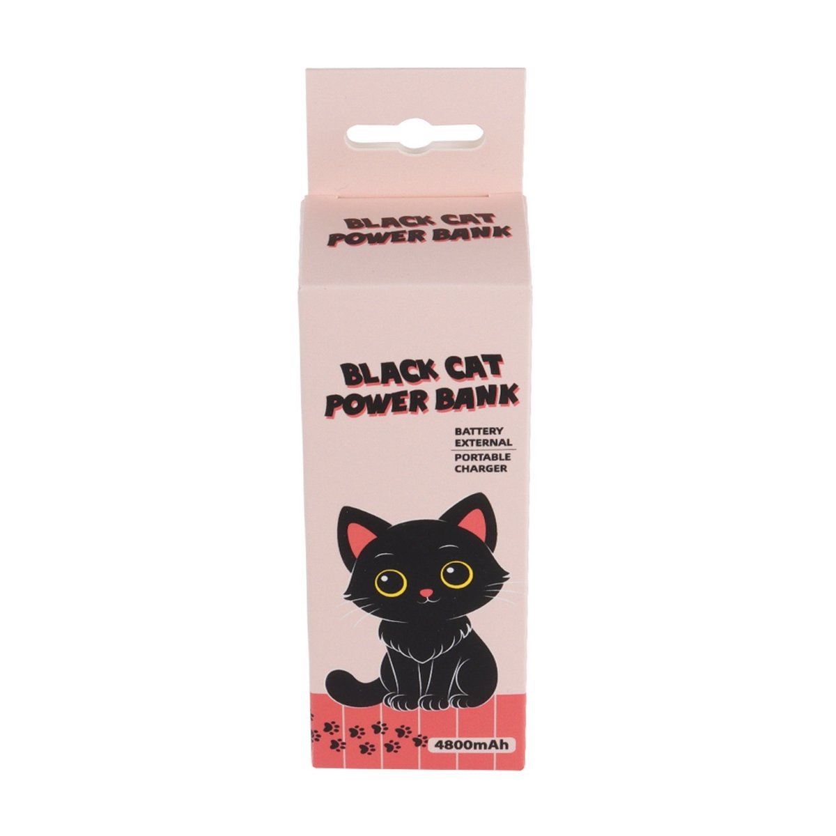 Black Cat Power Bank retail box with cat illustration and 4800mAh marking