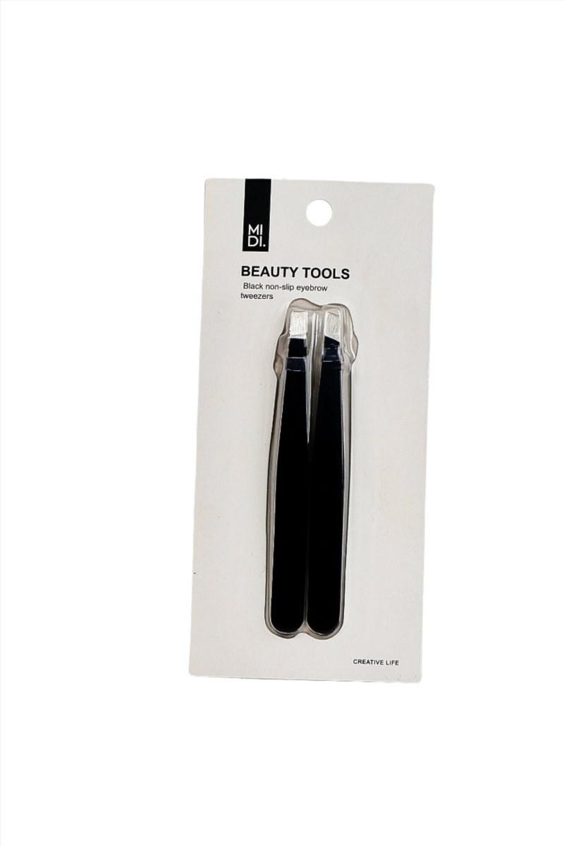 Black Non - Slip Eyebrow Tweezers - MIDI