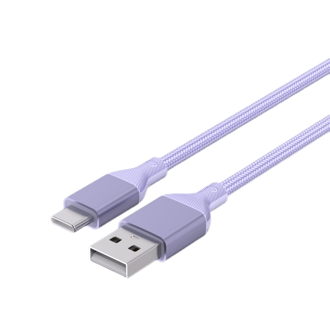 Braided USB-A to USB-C cable with USB-C plug, purple, 1m